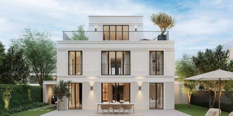 High-class new-build architect's villa with elegant aesthetics and pool