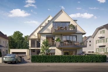 Neubau: Luftige 3-Zimmer-Dachgeschoss-Wohnung über 2 Ebenen mit Balkonen und Terrasse