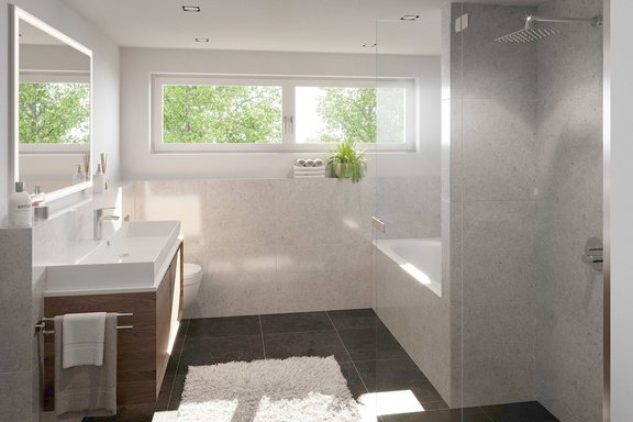 Visualisierung - Masterbad mit Wanne und Dusche