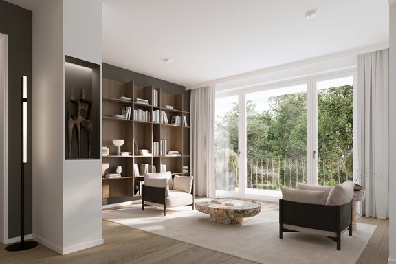 Bibliothek im Penthouse (Visualisierung)