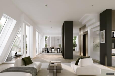 Neubau: Rarität im Herzogpark - 5-Zimmer-Penthouse mit Roofgarden und privatem Liftlanding