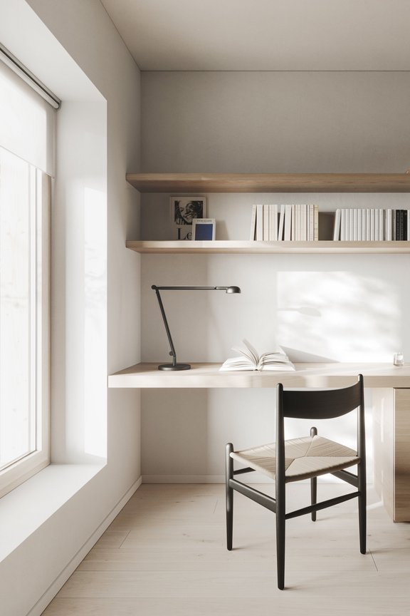 Ruhige, helle Arbeitszimmer