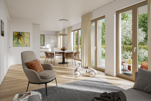 Bodentiefe Fenster zum Balkon