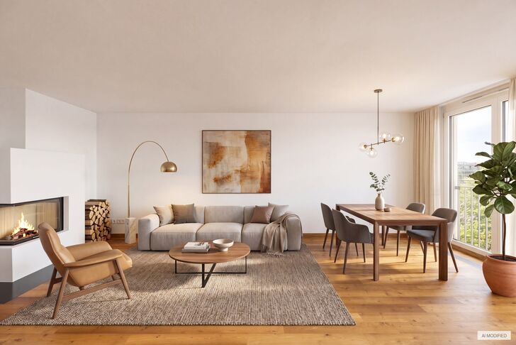 Exklusives Ambiente mit Kamin (virtuell möbliert)