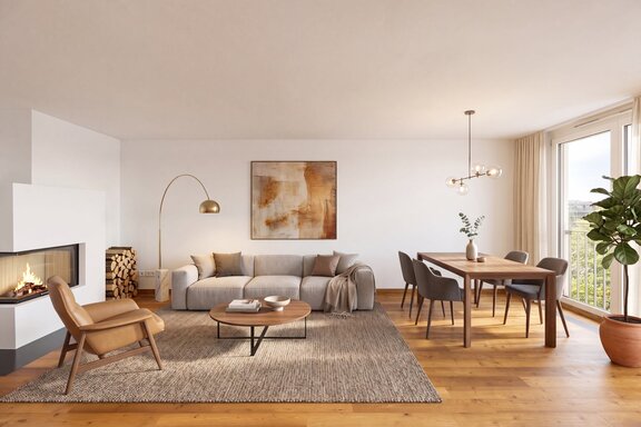 Exclusive ambiance with a fireplace (virtually furnished)