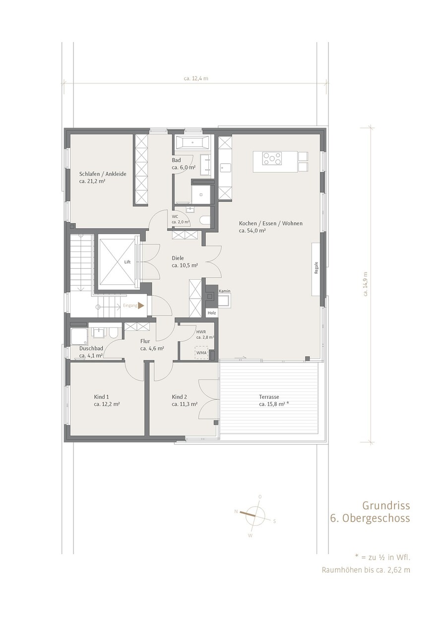 Grundriss 6. Obergeschoss