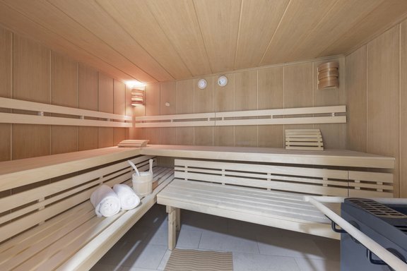 Sauna im Spa-Bereich im UG