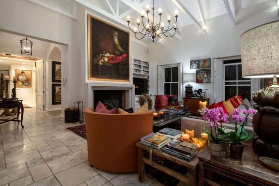 Living area with fireplace