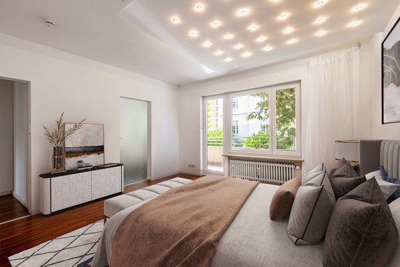 Schlafzimmer mit Duschbad