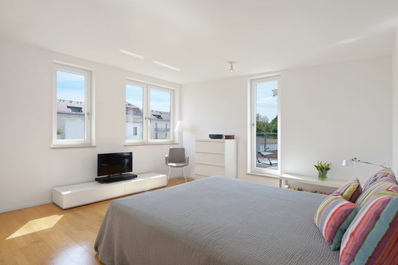 Schlafzimmer mit Dachterrasse