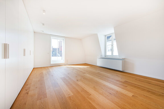 Bedroom with built-in cabinets
