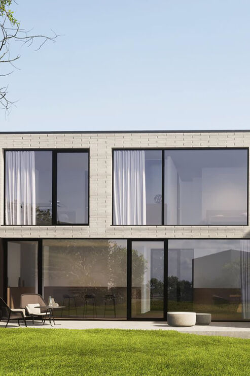 Neubaustudie: Kubisch inspirierte Architektur und große Terrassen