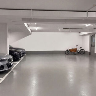 Große Tiefgarage unter dem Neubau (teilvisualisiert)