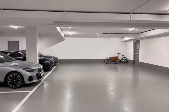Große Tiefgarage unter dem Neubau (teilvisualisiert)