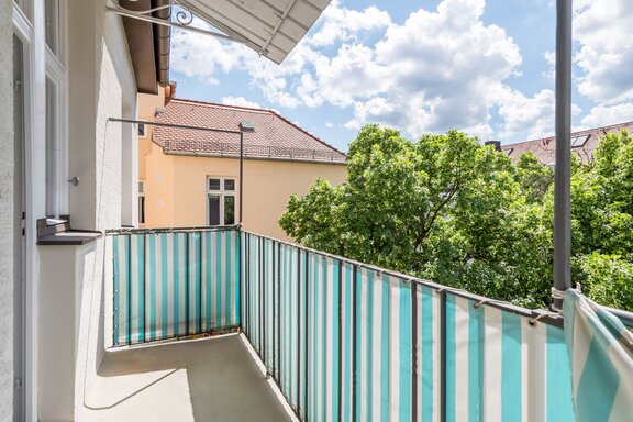 West-facing balcony overlooking the courtyard