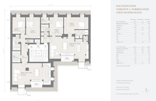 Variante 1 - Zwei Wohneinheiten (nach Vorbescheid)