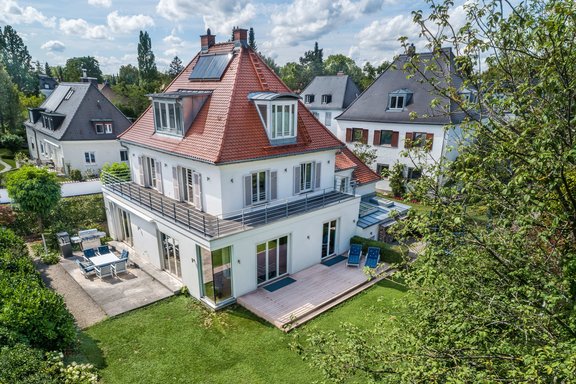 Aerial view of the house