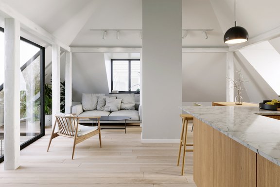 Livingbereich mit Dachterrasse (visualisiert)