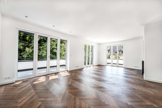 Light filled living and dining area
