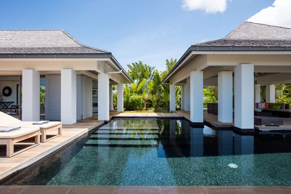 Large pool with green surroundings