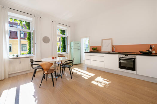 Living room kitchen filled with lights