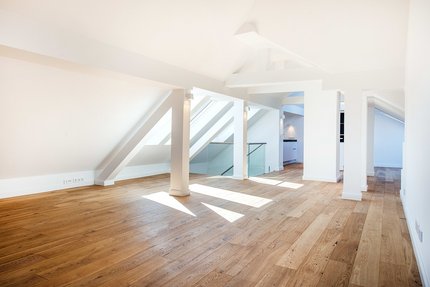 Living and dining area with open plan kitchen