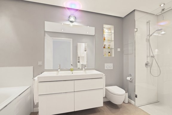 Bathroom with designer equipment