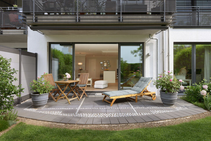 Perfekt nach Süden ausgerichtete Terrasse