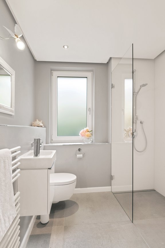 Modern bathroom with walk-in shower