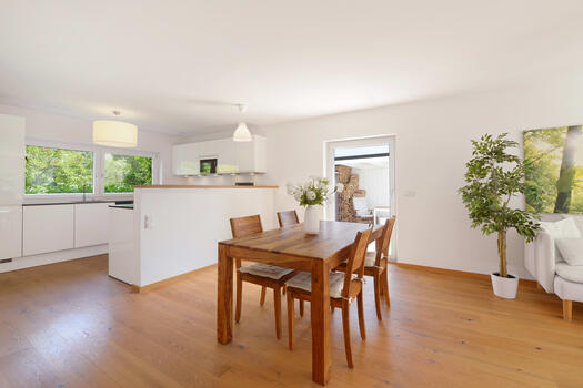 Dining area with modern kitchen