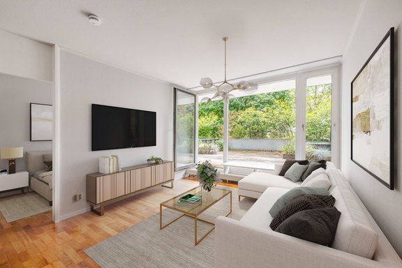 Sonnige 2-Zimmer-Wohnung (virtuelles Staging)