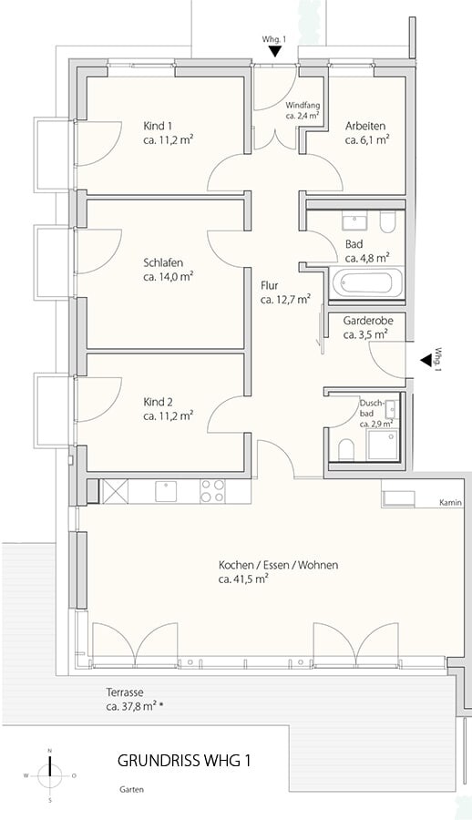 Grundriss Wohnung 1