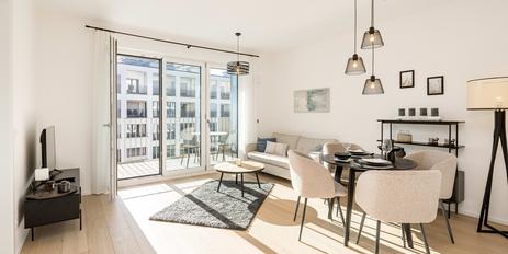 Spannende Architektur und grüne Blickachsen: 2-Zimmer-City-Domizil mit Loggia