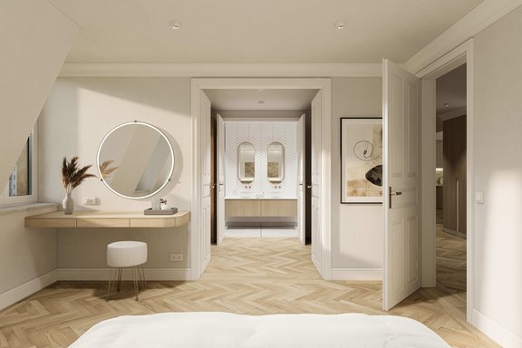 Raumgefüge des großzügigen Masterbereichs (Visualisierung)