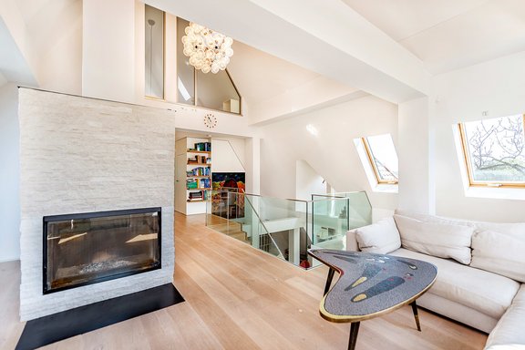 Living area with fireplace