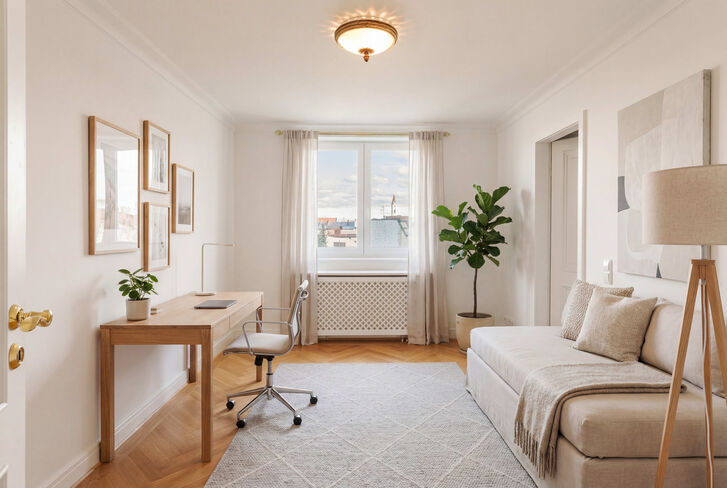 Schlafzimmer mit Bad en suite (virtuell möbliert)