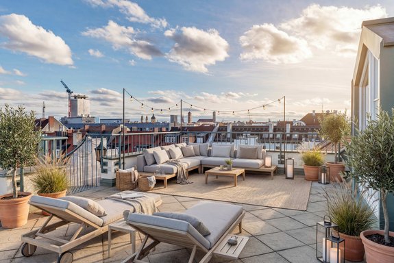 Roof terrace facing southeast (virtually furnished)