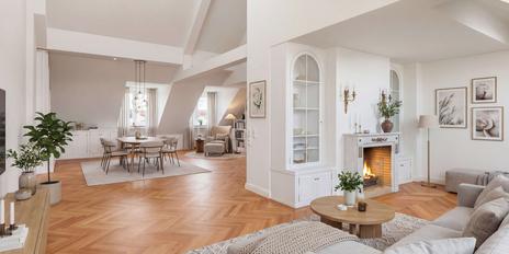 Spektakuläre, lichte Altbaumaisonette mit stilvollem Ambiente und Dachterrassen