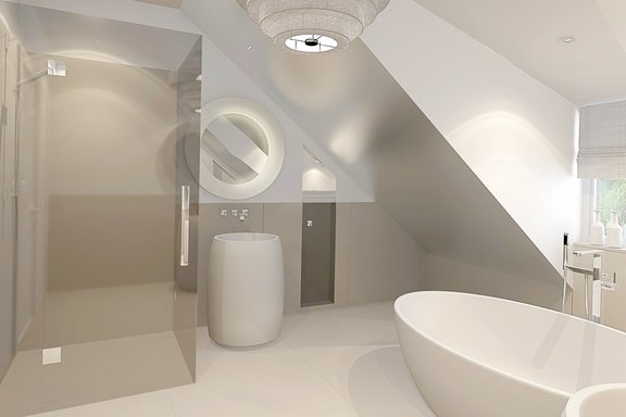 Badezimmer nach Süden (Visualisierung - Ausstattungsvorschlag Fa. Waterfront)