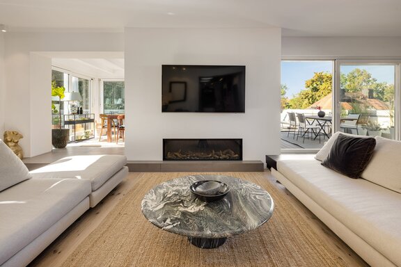 Fireplace and Sunroom