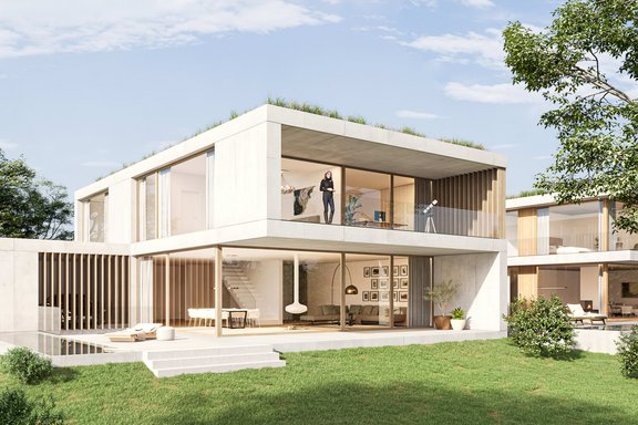 Example house view from the lake (visualization)