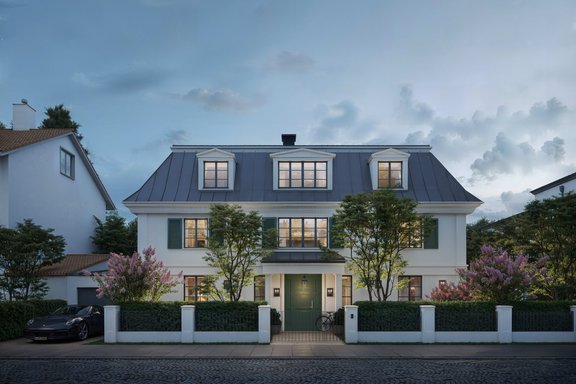 Nordwest-Ansicht Stadtvilla (Visualisierung)