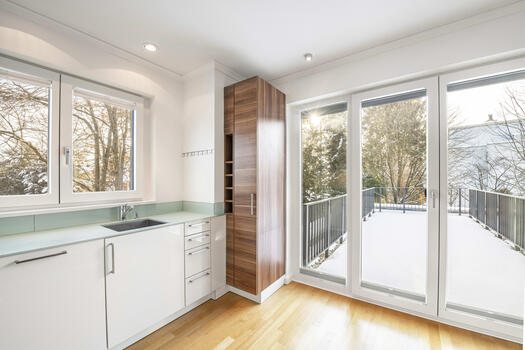 Kitchen with adjoining balcony terrace