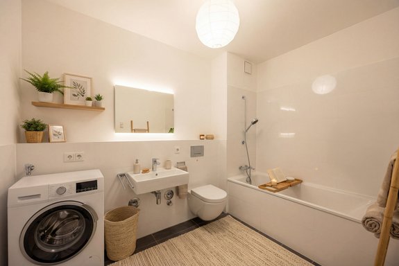 Gepflegtes Badezimmer (virtuell möbliert)