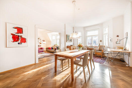 Light-flooded dining area