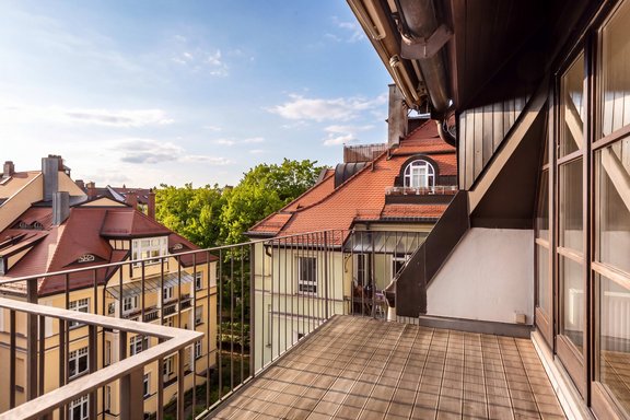 South-facing balcony with awning