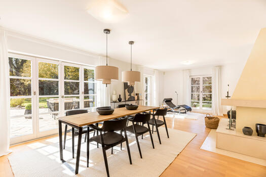 Living area with fireplace
