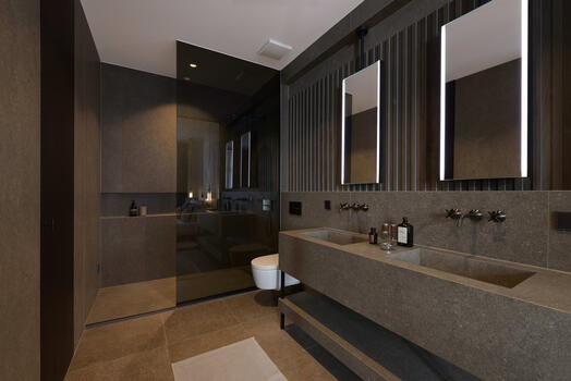 Elegant master bathroom with custom-made fittings