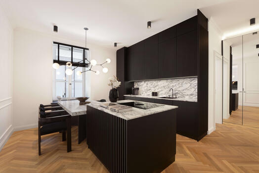 The carpenter's kitchen impresses with its equisite design