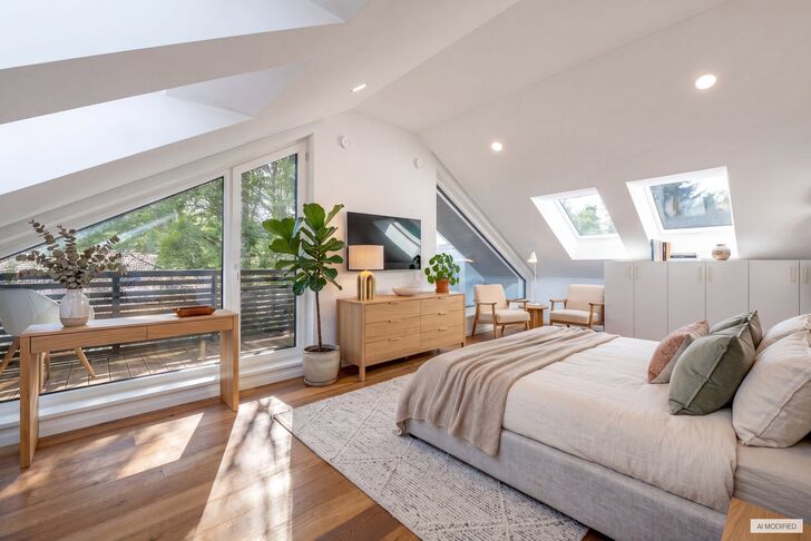 Masterschlafzimmer mit Balkon (virtuell möbliert)